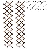 MIVIDE 2 enrejados de jardín de 6 pies con ganchos en S, celosías de madera, celosías trepadoras enrejados valla plegable para colgar macetas (180x30 cm, 0.7 cm de grosor)