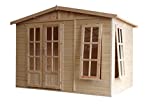 TIMBELA Caseta de jardín de Madera de 6 m2 - Cobertizo Jardin Exterior con Suelo, Ventana, Puerta Doble - Cabaña de jardín para Trabajar en casa - sin Tejas bituminosas M334FB