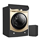 LEESITEC Funda Lavadora Carga Frontal, Impermeable a Prueba Funda para Lavadora/Secadora Exterior, Cubierta Lavadora Protector Solar 60 * 64 * 85cm Negro