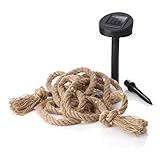 Auraglow Lámpara de energía solar con 60 lamparillas Led para decorar el jardín exterior. Cadeneta de cuerda de cáñamo natural con lamparillas, ideal para pérgolas, glorietas, postes y árboles