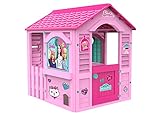 Chicos Casita infantil de exterior Barbie, color rosa con tejado fucsia (La Fábrica de Juguetes 89609)