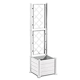 Stefanplast Jardinera Cuadrada 43x43x142 cm con Celosía Blanca