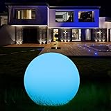 Luz Solar Exterior de Bola RGB - 30cm LED Luz Lámpara Esfera con 8 Colores Ajustables, IP68 Impermeable Iluminación de Jardín, Carga por Solar y USB, Luz Solar para Césped, Piscina, Patio, Flotante