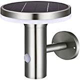 Aplique solar LED exterior de pared 6W 600 lm. Detector de movimiento PIR. Sensor de luz diurna. Acero inoxidable. Luz blanca cálida 2.700 K. 3 Modos ajustables. Resistente al agua IP44. Sin cables