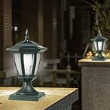 Paquete de 2 faroles solares impermeables de color negro retro con LED para decoración de exteriores moderna