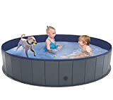 Niubya Piscina plegable para perros, de plástico duro, plegable, bañera portátil para niños, perros y gatos, piscina para mascotas para interiores y exteriores