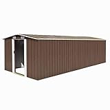 Tidyard Caseta Jardín Exterior de Acero Galvanizado con 4 Ventilaciones y 2 Puerta para Almacenar Amplia Variedad de Herramientas,Muebles de Jardín y Equipos de Jardinería,257x597x178cm Marrón