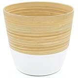 Dehaus® Elegante Maceta de bambú Hecha a Mano, macetas de Interior para Plantas de casa, macetas, macetas contemporáneas, macetas de Madera en Blanco, 22 D x 21 cm A (Grande)