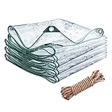 Lona Transparente Impermeable, 0,3mm Lona de PVC Impermeable de con Ojales, Toldo Resistente Al Agua Y a Los Rayos UV Cubierta De Plástico para Patio Pérgola Toldo de Jardín Invernadero (2*3 m)