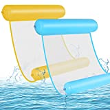 GOLDGE Hamaca de Agua, 4 En 1 Tumbona Hinchable Colchoneta Hinchable Plegable Flotador Piscina, 2pcs Hamaca Flotante Piscina