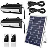 ERAY Luz Solar Exterior Jardín Lámpara Solar Exterior con Sensor de Movimiento, Panel Solar, 2 Cables de Extensión de 5m, Control Remoto, 4 Modos de Luz, IP65 Impermeable, Ideal para Patio, Terraza