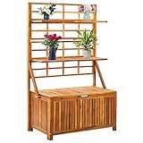 Leepesx Caja de almacenaje con Enrejado, Arcon Jardin Exterior, Banco Exterior, Baul Almacenaje Exterior, Armario Jardin, Banco Almacenaje Exterior, Madera de Acacia 99x55x160 cm