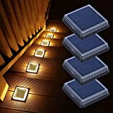 Lacasa 4pcs Luces Deck Solares LED de Suelo Exterior Jardin, 50LM Blanco Cálido 3000K Luz Solar Lampara Auto ON/OFF Luz Toda la Noche, IP68 Impermeable