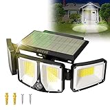 Luz Solar Exterior con 180 LED, Foco Solar LED Exterior Sensor de Movimiento 1800 Lúmenes, 2200mAh Luz Solar Jardin Potente con Impermeable IP65 y 3 Modos, para Iluminacion en Jardin, Garaje