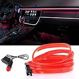 GLL Tira de luces LED para interiores de coche, 5 m, luces de alambre de neón rojo con borde de costura de 6 mm, kits de iluminación ambiental para coche, jardín, decoraciones