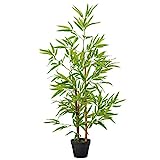 Outsunny Árbol de Bambú Artificial en Maceta 120 cm Planta Artificial Decorativa para Interior y Exterior Hogar Salón Oficina Verde