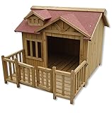 WilTec Caseta Perros XL Luxus Perrera Madera balcón terraza jardín Exterior Mascotas Extra Grande