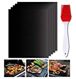 Gyvazla Alfombrilla para parrilla, Antiadherente Reutilizable alfombrillas para el Horno, Asada y Barbacoa para Carbón o Gas, 40x33cm, Juego de 5