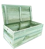 AD servicios Baúl/Banco de Madera tratada para el Exterior. Totalmente Montado (100x50x40 cm)