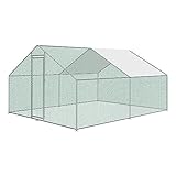 Aufun Gallinero XL Valla Exterior con Cerradura Acero Galvanizado para Animales Pequeños Valla Exterior Gallinero para Mascotas al Aire Libre Jaula de Pájaros 3x4x2m
