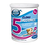 Tamar Cloro 5 Acciones, Tabletas Multifuncion de 20 grs, Especial para Mini Piscinas, 1 Kilo.