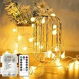 Guirnalda Luces, 6.5M 40 LED Luz de Cadena de Globo con Control Remoto, 8 Modos de Iluminación Diferentes, Brillo Ajustable perfecto para Navidad, Habitacion, Jardín, Boda, Fiesta