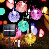 Guirnaldas Luces Exterior Solar, 50 LED 8M Luces Solares Led Exterior Jardin con USB Recargable, 8 Modos & Impermeable, Multicolor Guirnalda Luces Exterior para Terraza Patio Balcones Fiesta Boda