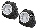 Lámparas solares para exterior jardín de piedra decorativa con juego de 2 luces LED – Decoración de jardín solar – Lámparas solares para balcón pequeño – exterior de pie antracita – 10 x 15 cm
