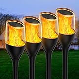 4 lámparas solares para exteriores de jardín HAUSBELL antorcha solar para jardín, Halloween, decoración navideña con efecto de llama realista, IP65 resistente al agua, terraza, Blakon