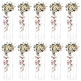 Nuptio Centros Mesa Boda Jarrón Acrílico - 10 Piezas 100cm Alto Soporte Flores Columna Transparente para Boda Fiesta Cumpleaños Centro Mesa Decoraciones Jarrones Soportes Exhibición Geométricos