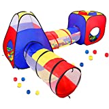 Opret Tienda Campaña Infantile 4 en 1 Pop-up Casita Infantil con Tunel Parque Infantile Plegable para Jardín y Casa, Regalo de Cumpleaños para Niños