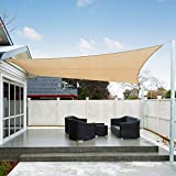 AXT SHADE Toldo Vela de Sombra Rectangular 4 x 5 m, protección Rayos UV Impermeable para Patio, Exteriores, Jardín, Color Arena