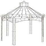 Marrón Antiguo Hierro Forjado Pérgola de jardín marrón Antiguo 558x350x408 cm hierroCasa y jardín Jardín Artículos de Exterior Estructuras de Exteriores Carpas y cenadores