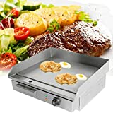 TryESeller Plancha Eléctrica Profesional 3000W Plancha Cocina Eléctrica Plancha de Asar de Acero Inoxidable para Barbacoa Parrilla Tocino Huevo Chorizo Freidora Panqueques 55 x 36 cm