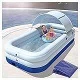 Piscinas Hinchables Infantiles Grandes Con Bomba De Aire Rectangulares,Adultos Piscinas Desmontables PVC Gruesa,fiesta Agua De Verano,centro Natación Para Niños,exterior,(Size:260×170×68cm,Color:Azul)