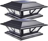 Siedinlar Luz de Tapa de Poste Solar Lampara Solar Exterior Jardin Luz LED 2 Modos Impermeable para Jardín Valla 4x4 5x5 6x6 pulgadas Postes de madera (2 Piezas)
