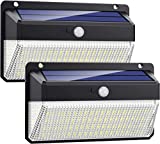 VOOE Luz Solar Exterior 228 LED [Versión Super Brillante 2200mAh] Foco Solar Exterior con Sensor de Movimiento 270°de Iluminación Luces Solares Impermeable Lámpara Solar 3 Modos Para Jardín 2-Paquete