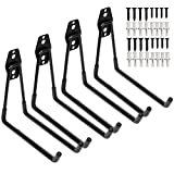 PiPaFox Servicio de almacenamiento en el garaje de servicio pesado Ganchos dobles, organizador de portaherramientas de montaje en pared para bicicletas, silla (4 negros de 7.5 