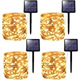 kolpop [4 Pack] Guirnaldas Luces Exterior Solar, 24M 240 LED 8 Modos Luces LED Solares para Exteriores, Impermeables Guirnalda Exterior Solar Tira LED Solar Exterior para Jardín Terraza Bodas Fiestas