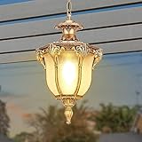 Lámparas de Techo Exteriores Al aire libre Luz pendiente Montaje de techo impermeable IP54 Pérgola Jardín Lámpara colgante de cristal linterna Pergola Porche iluminación de la lámpara E27