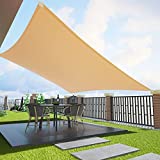 Duerer Toldo Vela de Sombra Rectangular 3.6x4.8m, 95% de Protección UV, 185GSM Densidad para Patio, Jardín, Pérgola, Patio Trasero - Color Arena