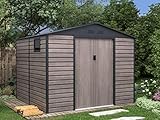 Venta-unica - Caseta de jardín Metal de Acero galvanizado Efecto Madera Gris 7,17 m² - ADELMO