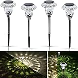 N NORA TWIPS Luces LED solares para jardín, luces LED de acero inoxidable, lámparas solares para exteriores, resistentes al invierno, 4 unidades, resistentes al agua, jardín, caminos y balcón
