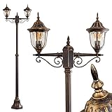 Farola jardín Ribadeo acabado antiguo 225cm pantalla cristal - 2x E27 60W admite bombilla LED - Aluminio fundido IP44 Farola Exterior