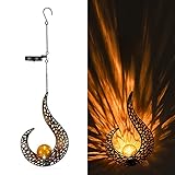 Navaris Farolillo solar colgante - Lámpara de luces LED de jardín para colgar en exterior - Luz con encendido automático - Diseño estilo marroquí