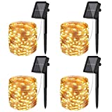 [4 Paquete]Luces LED Solares para Exteriores, Litogo 12m 120 LED Guirnaldas Luces Exterior Solar, 8 Modos Luces Solares LED Exterior Jardin Impermeables Luces Exterior Decoracion para Jardín, Patio