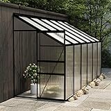 Gecheer Invernadero de Aluminio Invernadero con Techo Invernadero Caseta Jardín Terraza para Cultivo Plantas Flores Macetas Gris Antracita 7,77 m³