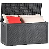 YITAHOME 380L Arcón de Ordenación Exterior, Resina Grande Caja de Almacenaje de Jardín para Exteriores Muebles de Patio