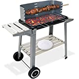 Gardebruk Barbacoa de Carbón Móvil con Ruedas 2 Estantes Pincho para Jardín Exterior BBQ Camping Balcón