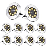 Qedertek Luz Solar Exterior Jardin 8 LED 8 Pack Luces Solares de Tierra, Lampara Solare Exterior IP65 Impermeable Blanco Cálido Luces Solares para Césped, Patio, Camino, Escalón, Entrada de Garaje